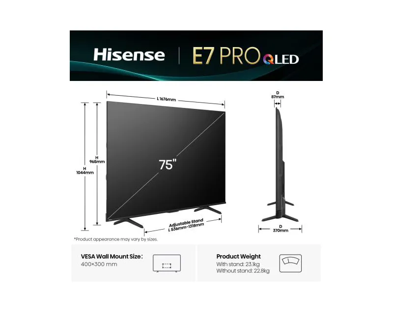 HISENSE 75 inča 75E7Q PRO QLED 4K UHD Smart TV  Slika 2