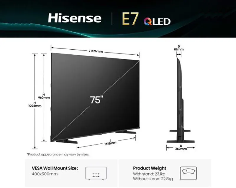 HISENSE 75 inča 75E7Q QLED 4K UHD Smart TV  Slika 2