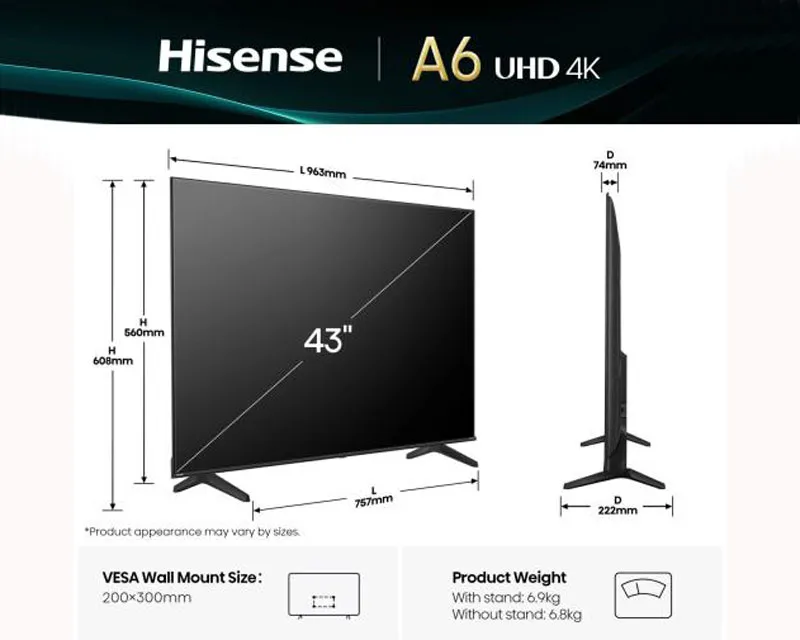 HISENSE 43 inča 43A6Q 4K UHD Smart TV  Slika 2