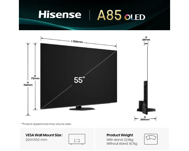 HISENSE 55 inča 55A85Q OLED 4K UHD Smart TV  Slika 2