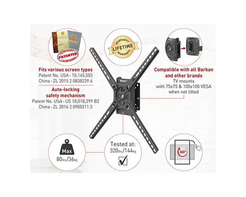 BARKAN BM300R LCD TV zglobni zidni nosač do 65 inča  Slika 3