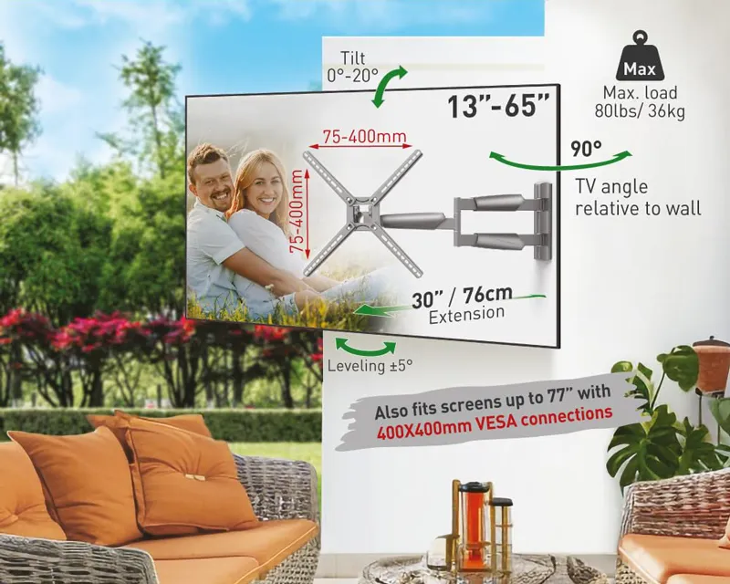 BARKAN BM343XLOD LCD TV zglobni zidni nosač do 65 inča sivi  Slika 4