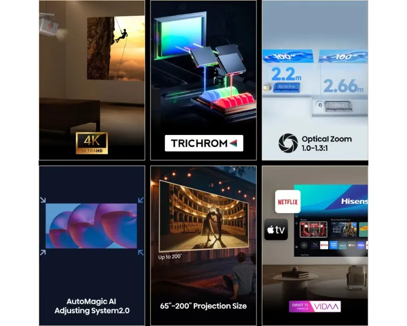 HISENSE M2SE PRO smart Laser 4K PRO-UHD 1.150 ANSI lumena 1000:1 WiFi VIDAA U9 projektor  Slika 4