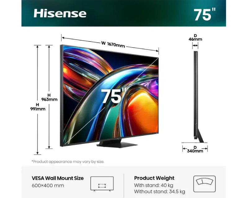 HISENSE 75 inča 75UR9S ULED RGB Mini LED 4K UHD Smart TV Slika 2