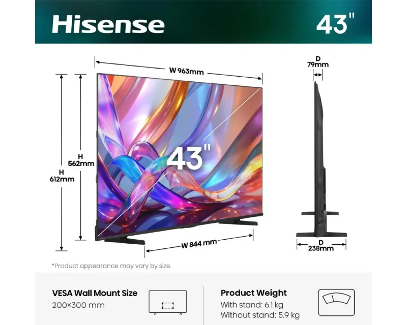 HISENSE 43 inča 43E7S Hi-QLED 4K UHD Smart TV  Slika 2
