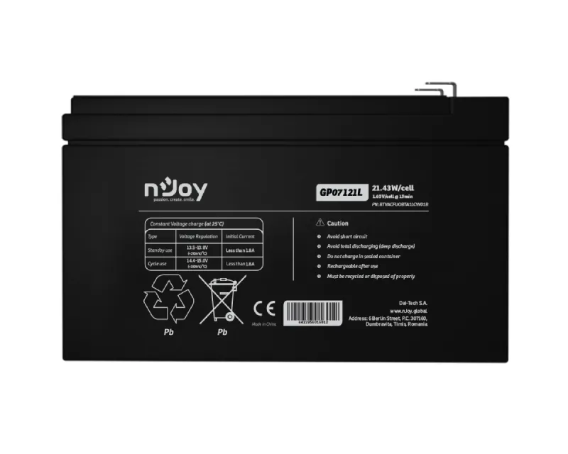 NJOY GP07121L baterija za UPS 12V 5Ah (BTVACFUOBTA1LCW01B) Slika 2