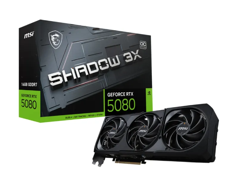 MSI nVidia GeForce RTX 5080 16GB 256bit GeForce RTX 5080 16G SHADOW 3X OC grafička karta Slika 1