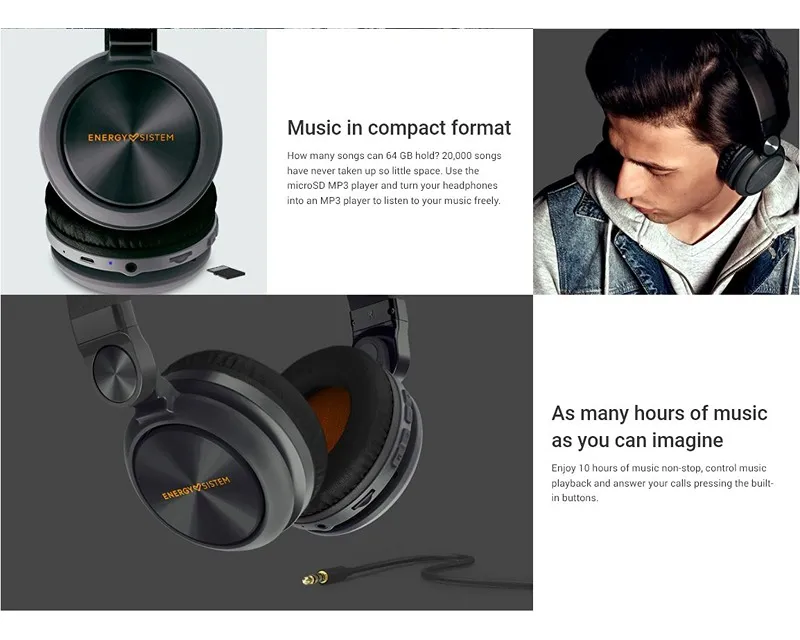 ENERGY SISTEM BT Urban 2 Radio Graphite slušalice crne Slika 7