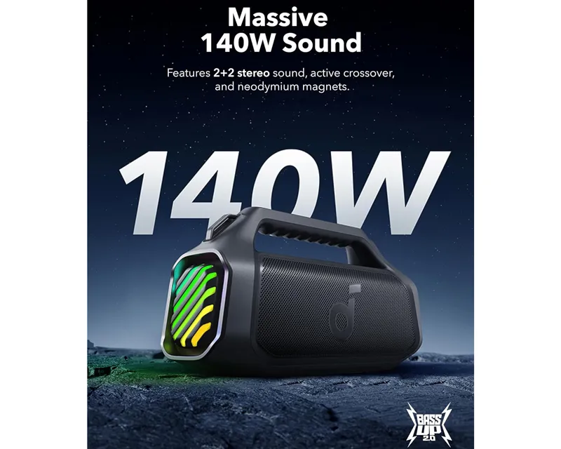 ANKER Soundcore Boom 2 Plus 140W 2.2 prenosivi bluetooth IPX7 zvučnik crni  Slika 3