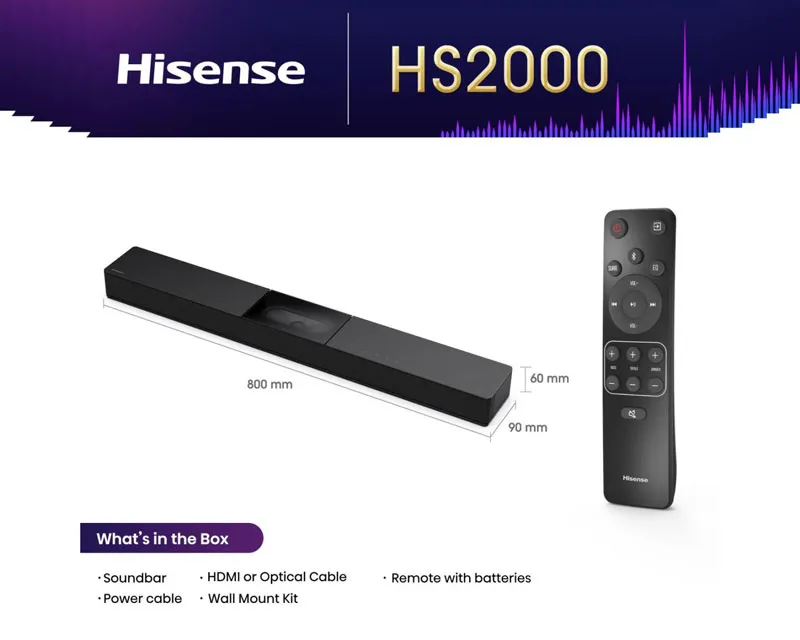 HISENSE HS2000 soundbar crni  Slika 2