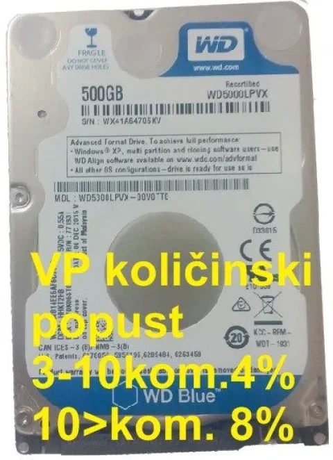 HDD 2.5 * 500GB WD5000LPVX WD BLUE 5400RPM 8MB SATA3 7mm Slika 2