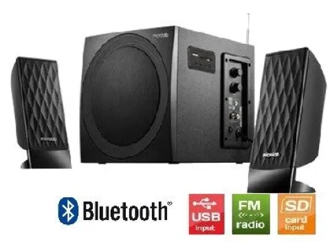Microlab M300BT Drveni 2.1 38W RMS(14W,2x12W) SD, USB, FM, BLUETOOTH, black, 3.5mm Slika 1