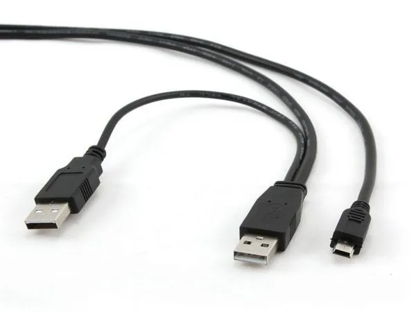 GEMBIRD CCP-USB22-AM5P-3 Gembird Dual USB 2.0 A-plug to MINI 5pina kabl 0.9m Slika 2