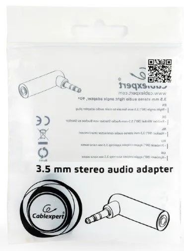GEMBIRD A-3.5M-3.5FL Gembird 3.5 mm stereo audio right angle adapter, 90° Slika 1