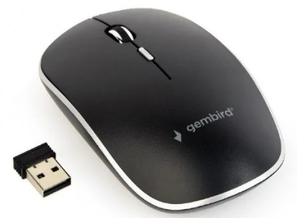GEMBIRD MUSW-4B-01 Gembird Bezicni mis 2,4GHz opticki USB 800-1600Dpi black 115mm, visina-30mm fok Slika 2