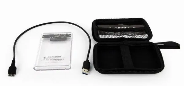 GEMBIRD EE2-U3S9-6 Gembird USB 3.0 Externo kuciste za 2.5 SATA hard diskove 9,5mm transparentni + futrola A Slika 1