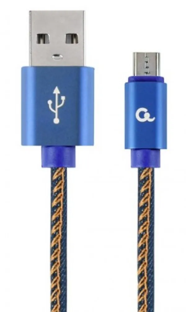 GEMBIRD CC-USB2J-AMmBM-2M-BL Gembird Premium jeans (denim) Micro-USB cable with metal connectors, 2 m, blue Slika 2