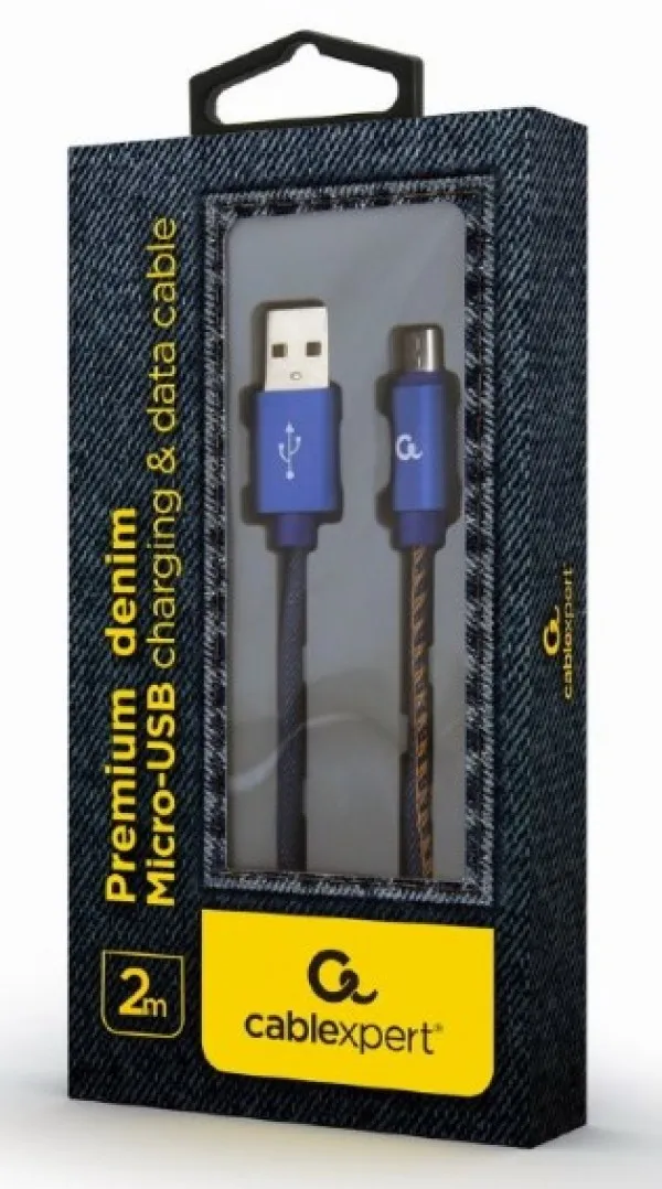 GEMBIRD CC-USB2J-AMmBM-2M-BL Gembird Premium jeans (denim) Micro-USB cable with metal connectors, 2 m, blue Slika 1