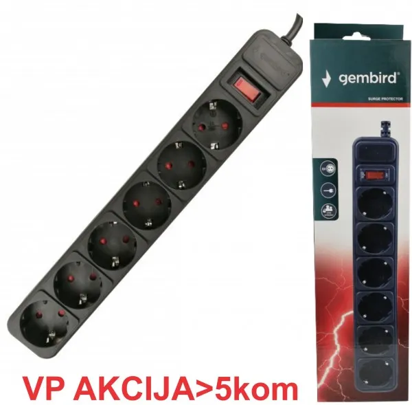 GEMBIRD SPG6-B-15 (3G1.0) ** Gembird produzni kabl sa zastitom 6 uticnica (3x1.0mm) 4.5m black(583) Slika 3