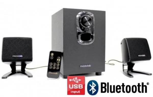 MICROLAB Microlab M108BT Aktivni drveni zvucnici 2.1 11W RMS(5W, 2x3W) BLUETOOTH USB, IR daljinski 3.5mm Slika 1