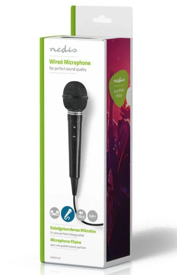 NEDIS MPWD01BK Karaoke mikrofon, 6.35mm -75dB+/-3dB, Sensitivity, 80Hz-12kHz, 5.0m Slika 1