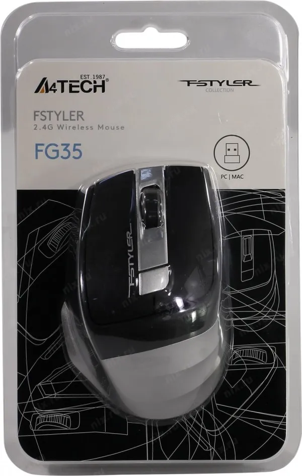 A4 TECH A4-FG35 GREY A4Tech Fstyler V-Track bezicni opticki mis 2.4Ghz, 125Hz/1000-1600-2000Dpi, 105mm, USB Slika 3