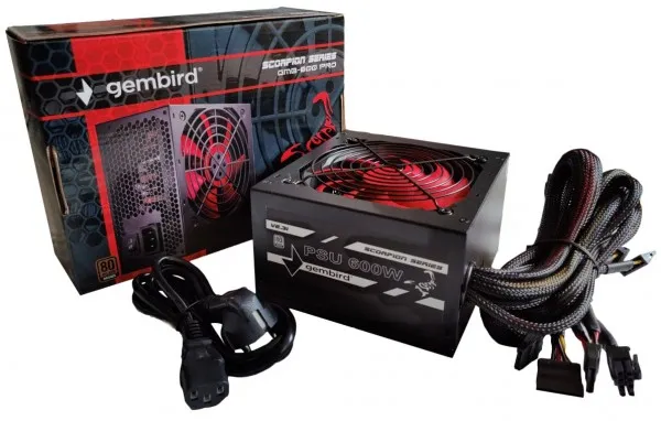 GEMBIRD GMB-600-PRO Gembird napajanje 600W 80+BRONZE, PFC,12cm FAN, 20+4pin, 2x4pin,2x 6+2pin, 5xSATA Slika 2