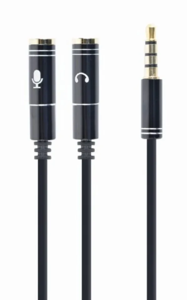GEMBIRD CCA-417M Gembird 2x 3.5 mm(slusalice i mikrofon) Metalni adapter na 1x 3.5mm(4 pin) cable, 0.2m crn Slika 2