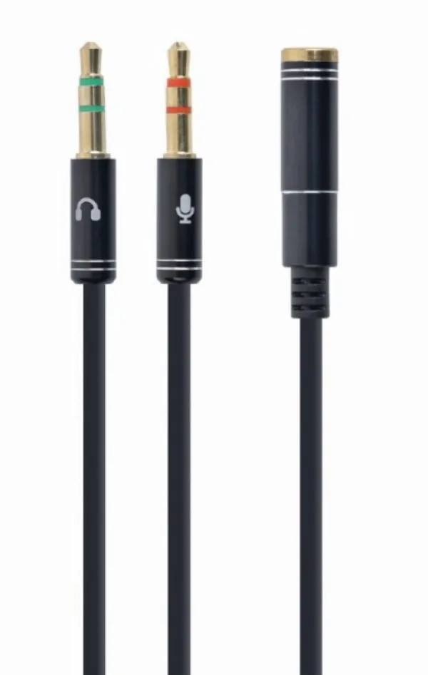 GEMBIRD CCA-418M Gembird 3.5mm Headphone Mic Audio Y Splitter Cable Female to 2x3.5mm Male adapter, Metal Slika 2