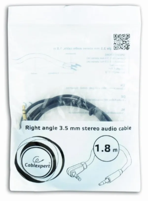 GEMBIRD CCAP-444L-6 Gembird 3.5mm stereo plug to 3.5mm stereo plug audio kabl pod uglom pozlaceni kon. 1,8m Slika 1