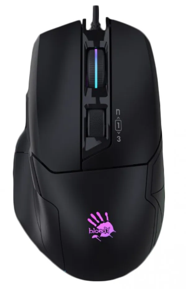 A4 TECH A4-W70 Max A4Tech Bloody RGB Gejmerski opricki mis, 2000Hz/100-10.000 Dpi, Black USB 126mm Slika 1
