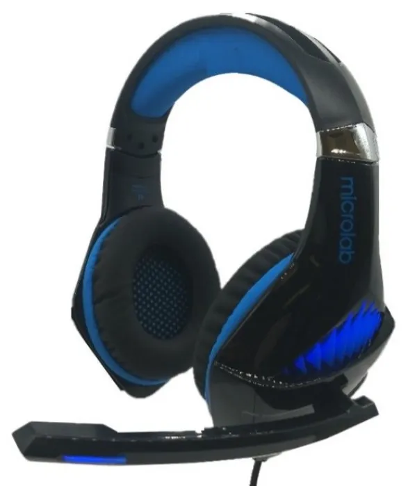 MICROLAB Microlab G6 Gejmerske slusalice sa mikrofonom, 50mm/20Ohm, color LED, 3.5mm + USB blue/black Slika 7