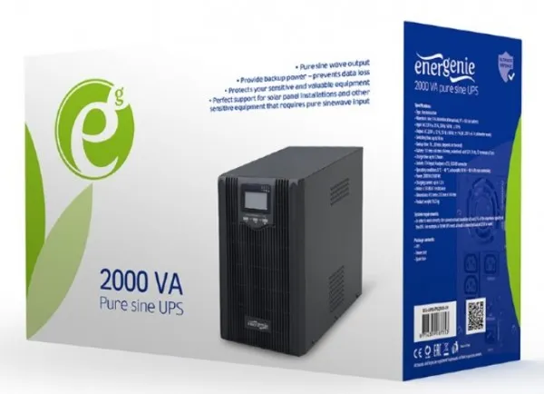 GEMBIRD EG-UPS-PS2000-01 Gembird UPS sa stabilizatorom 2000VA (1600W) pure sine wave, LCD, USB, black Slika 1