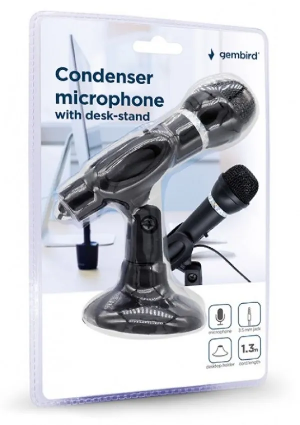 GEMBIRD MIC-D-04 Gembird kondenzatorski mikrofon sa stalkom 3,5mm, black Slika 3