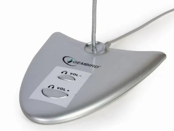 GEMBIRD MIC-DU-01 Gembird Desktop mikrofon sa integrisanom zvucnom karticom, savitljivo telo, silver, 3.5mm Slika 2