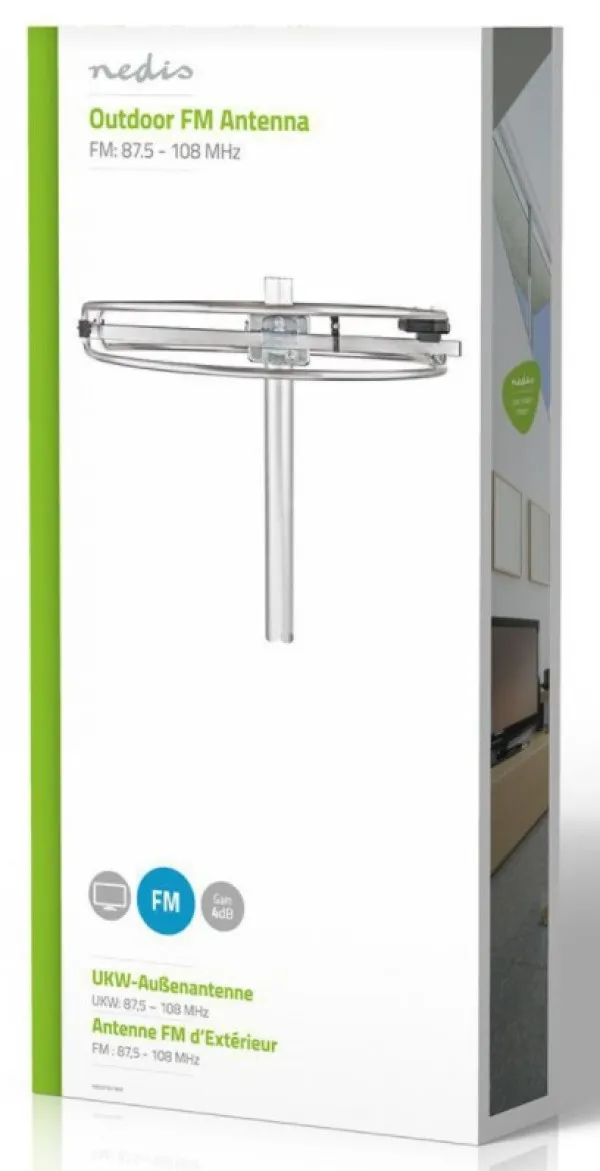 NEDIS ANORFM10ME Antena za radio prijem, spoljna, FM (87,5 - 108 MHz) 4db, Aluminium Slika 3