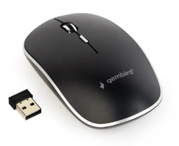 GEMBIRD MUSW-4BS-01 Gembird Necujni bezicni mis 2,4GHz opticki USB 800-1600Dpi black 115mm Slika 1
