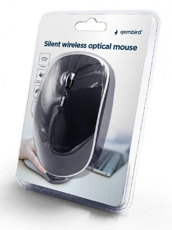 GEMBIRD MUSW-4BS-01 Gembird Necujni bezicni mis 2,4GHz opticki USB 800-1600Dpi black 115mm Slika 2