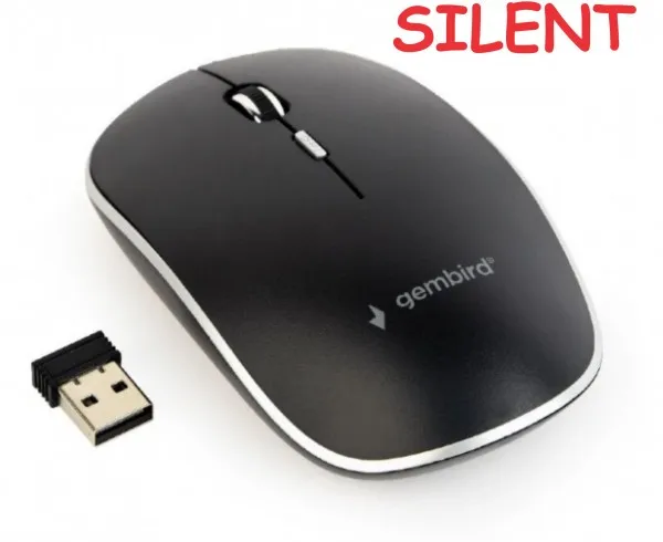 GEMBIRD MUSW-4BS-01 Gembird Necujni bezicni mis 2,4GHz opticki USB 800-1600Dpi black 115mm Slika 3
