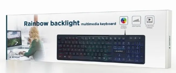 GEMBIRD KB-UML-02 Gembird Rainbow multimedijalna tastatura sa pozadinskim osvetljenjem, US layout USB Slika 1