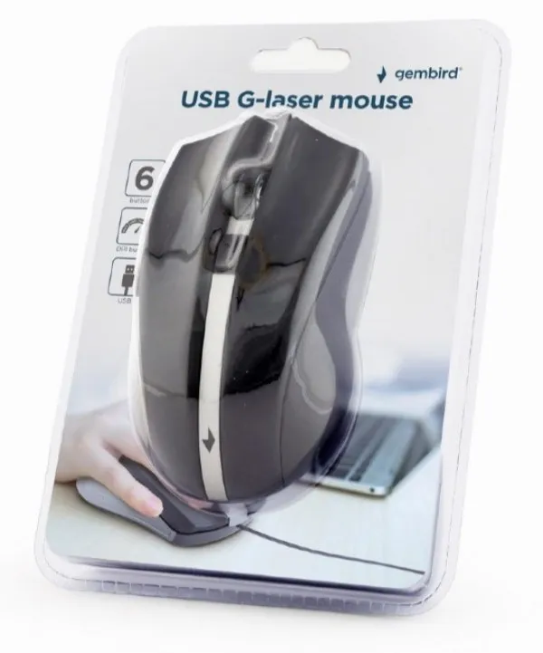 GEMBIRD MUS-GU-02 Gembird G-laser mis USB 800-2400Dpi black, 118mm fok Slika 1