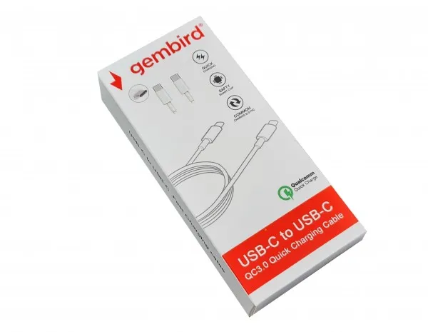 CCP-AMCM-AMCM-1.8M** Gembird USB 2.0 Type-C to Type-C cable (AM/CM), QC3.0, 1.8m WHITE (135) fo Slika 2