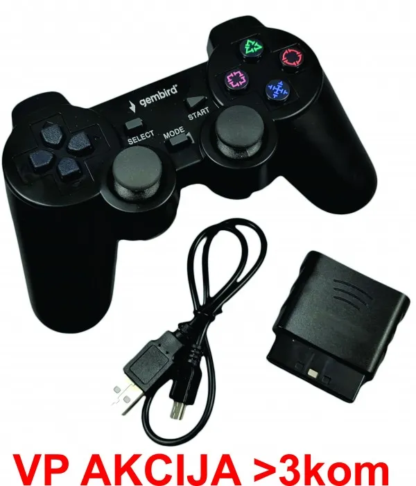 JPD-THRILLERSHOCK 3 ** Gembird Bezicni gamepad sa dvostrukom vibracijom, PS2 / PS3 / PC (737) Slika 2