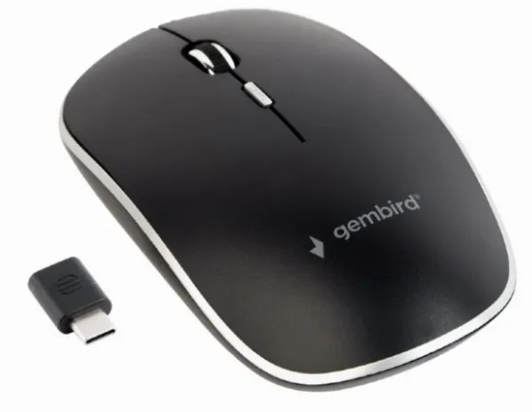 GEMBIRD MUSW-4BSC-01 Gembird Type-C Necujni bezicni mis 2,4GHz opticki USB 800-1600Dpi black 115mm Slika 3