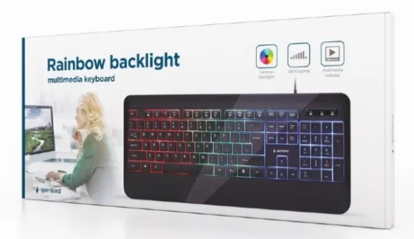 GEMBIRD KB-UML-03 Gembird Rainbow multimedijalna tastatura sa pozadinskim osvetljenjem, US layout USB Slika 4