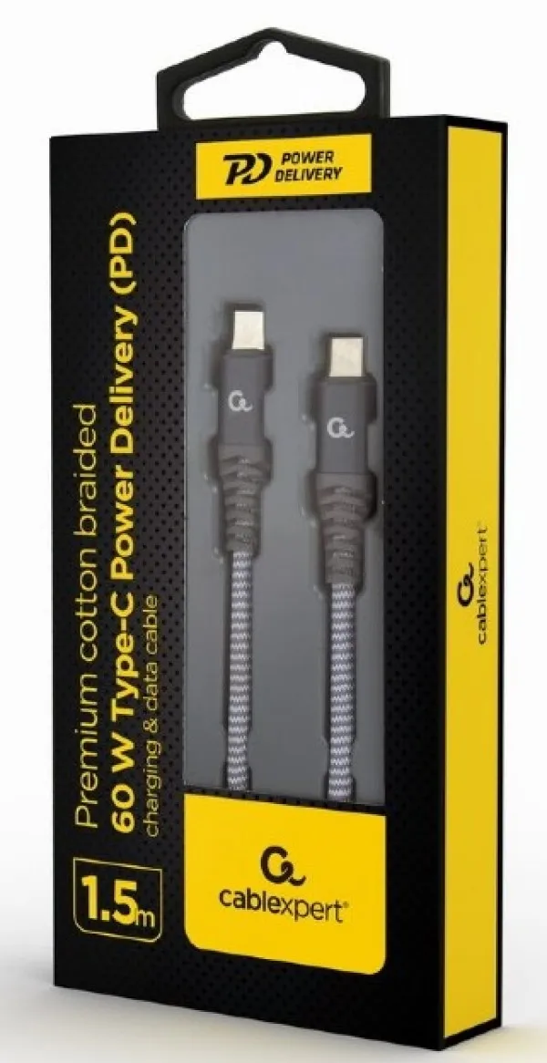 GEMBIRD CC-USB2B-CMCM60-1.5M Gembird 60W Type-C Power Delivery (PD) premium charging & data cable, 1.5m Slika 1