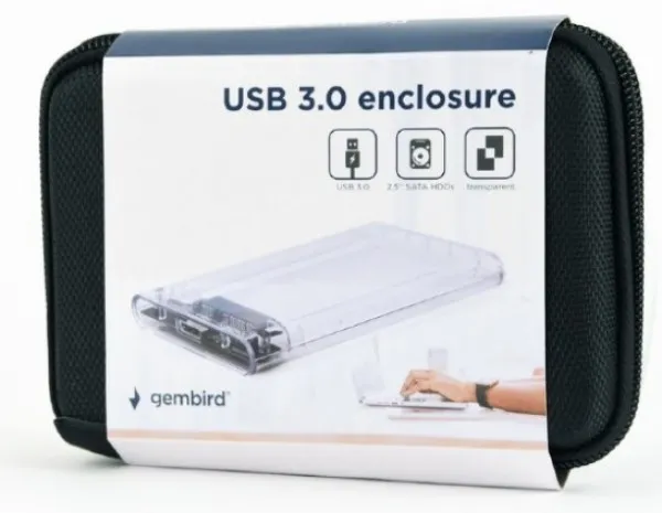 GEMBIRD EE2-U3S9-6 Gembird USB 3.0 Externo kuciste za 2.5 SATA hard diskove 9,5mm transparentni + futrola A Slika 5