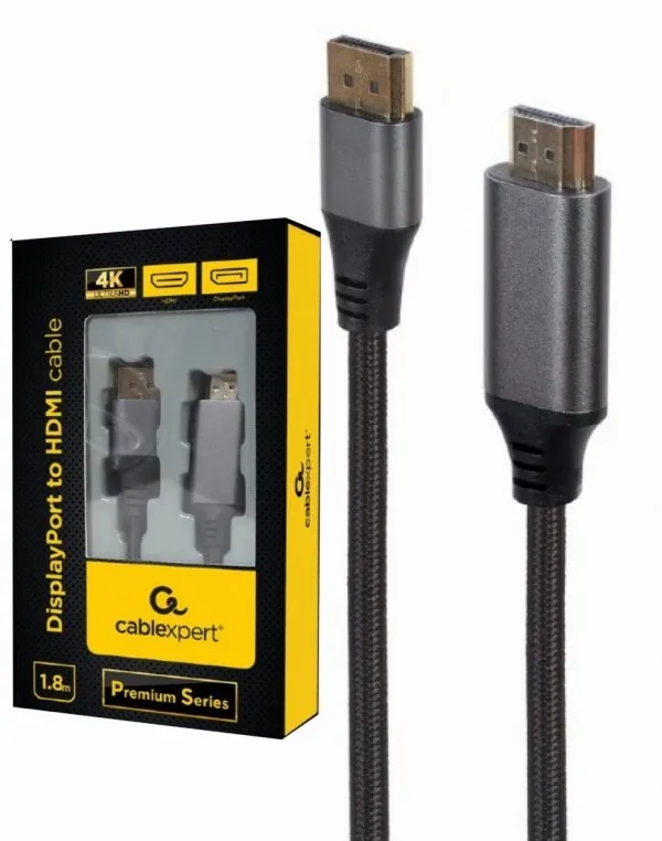 GEMBIRD CC-DP-HDMI-4K-6 Gembird DisplayPort na HDMI interface kabl,4K at 60 Hz, Premium Series 1.8m Slika 1