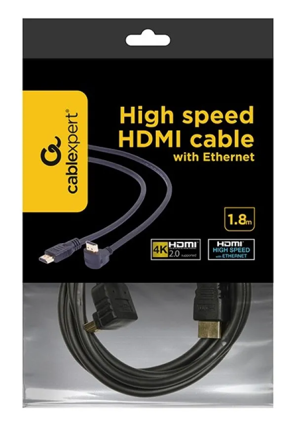 GEMBIRD CC-HDMI490-6 Gembird HDMI kabl 4K UHD, Ethernet, konektor pod uglom 90 stepeni 1,8m A Slika 2