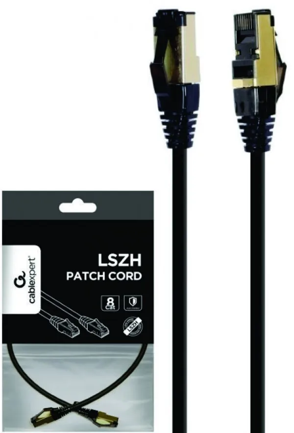 GEMBIRD PP8-LSZHCU-BK-2M Gembird Mrezni kabl S/FTP Cat.8 LSZH patch cord, black 2m Slika 1